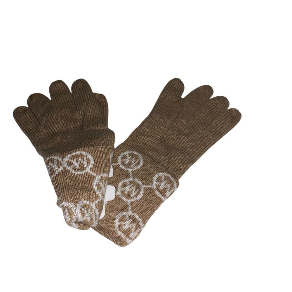 Michael Kors Tan Gloves with Logo Cuff - Picture 6 of 9